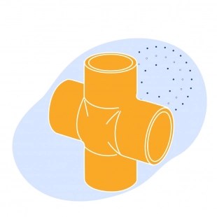 Крестовиная медная под пайку 10 мм М1ф ГОСТ 32590-2013